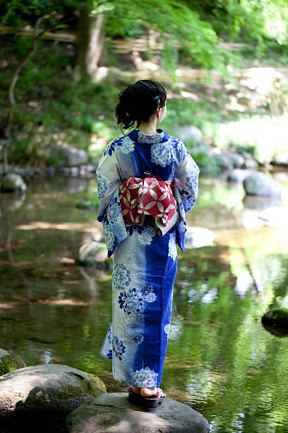 istock Japanese woman wearing yukata 613018186