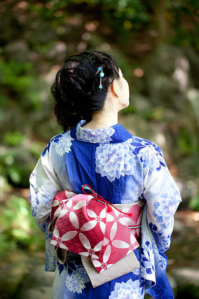istock Japanese woman wearing yukata 613018362