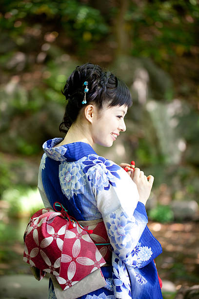 istock Japanese woman wearing yukata 613018416