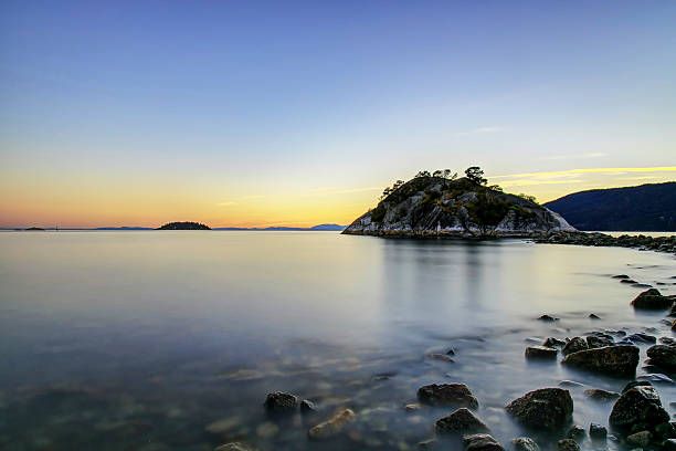 istock islet in Whitecliff Park after sunset 613019306