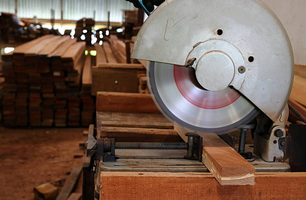istock compound miter saw cutting wooden plank 613019480