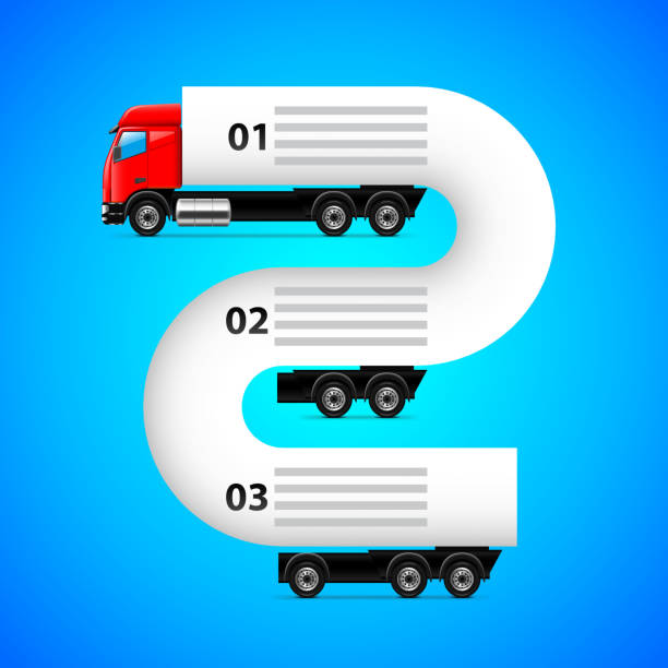 Logistics infographics with truck and places for text Logistics infographics with truck and places for text on it vector film trailer music stock illustrations
