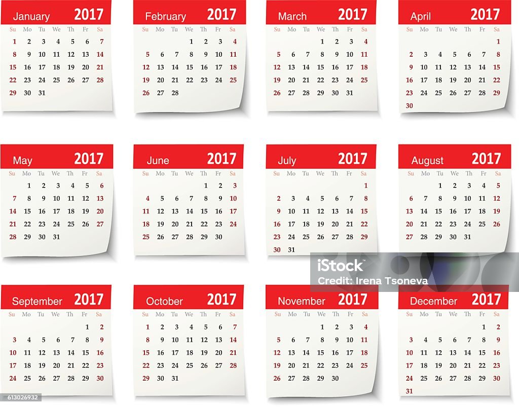 Calendar for 2017 - Vector Vector calendar for 2017. Download includes high resolution jpeg. 2017 stock vector