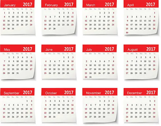 Vector illustration of Calendar for 2017 - Vector