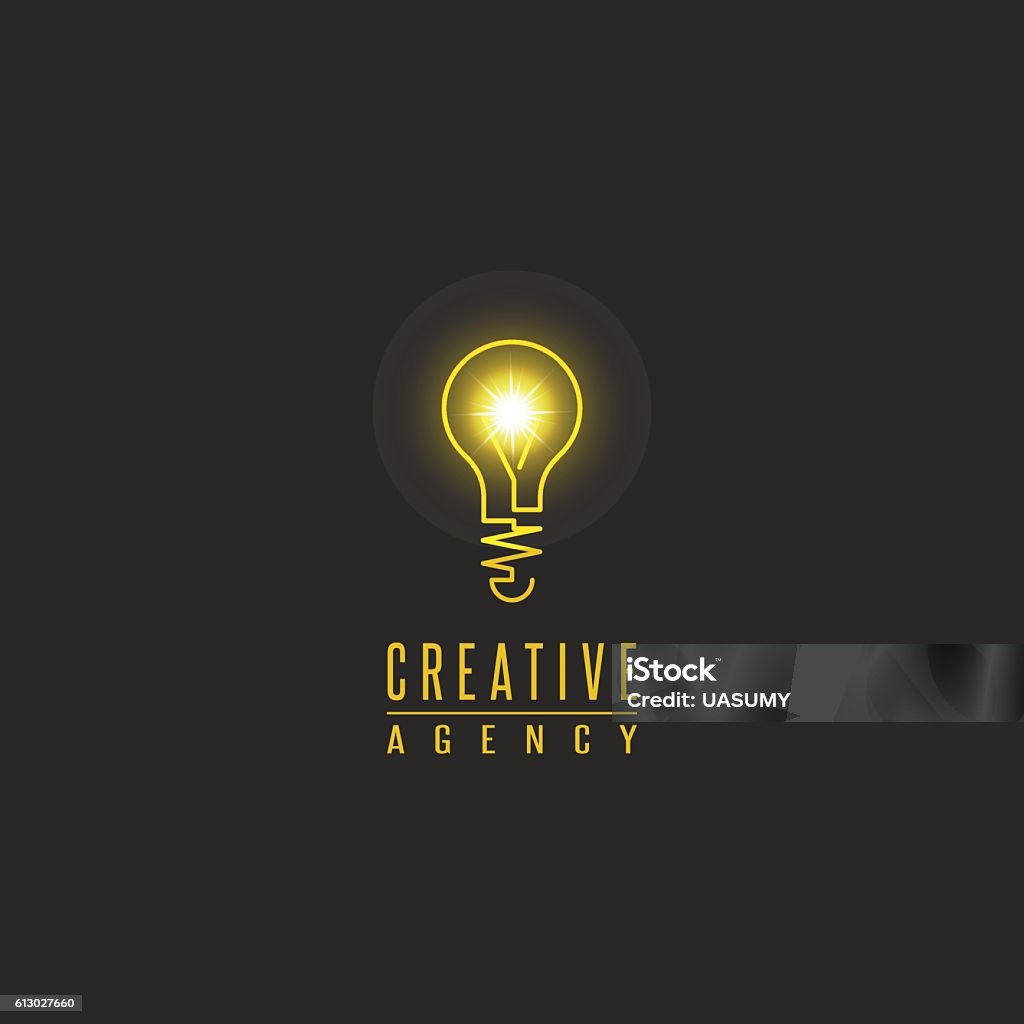 Logo de l’ampoule, panneau d’innovation créative de brillance de lampe - clipart vectoriel de Abstrait libre de droits