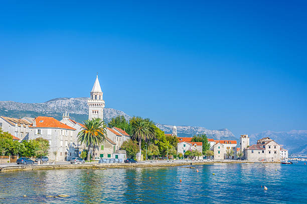 Mediterranean promenade Kastela town. View at small picturesque mediterranean town in Kastela, place in suburb of town Split, touristic destination in Croatia, Europe. split croatia stock pictures, royalty-free photos & images