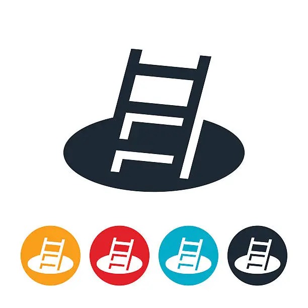 Vector illustration of Ladder In Pit Icon