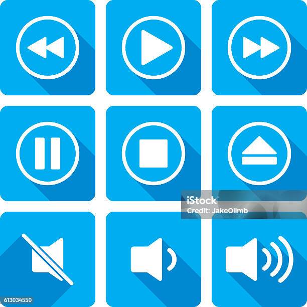 Video Playback Icons Silhouette Set Stock Illustration - Download Image Now - Resting, Icon Symbol, Push Button
