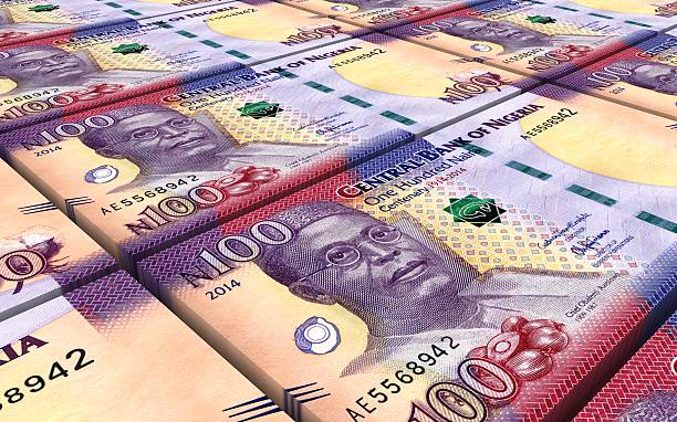 istock Nigerian nairas bills stacks background. 613034990