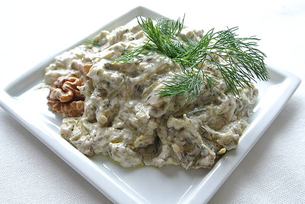 baba ganoush - eggplant dip baba ghanoush middle eastern cuisine imagens e fotografias de stock