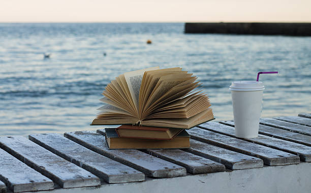 istock Reading an old book on the beach 613038508
