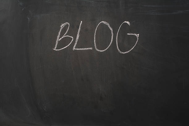 istock Chalkboard background and blog text. Black blackboard frame with copy 613039984