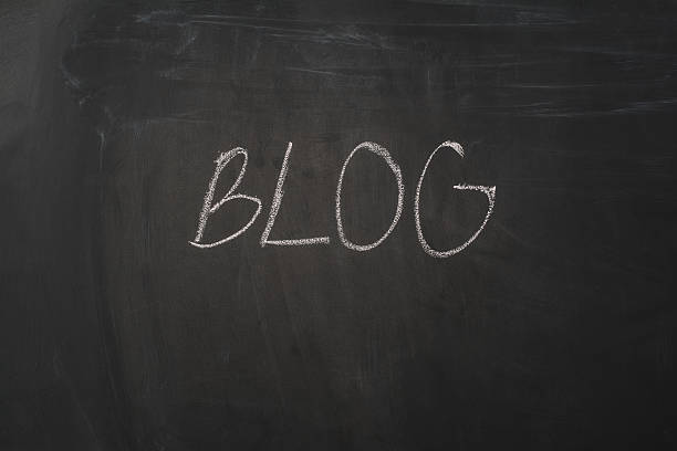istock Chalkboard background and blog text. Black blackboard frame with copy 613040026