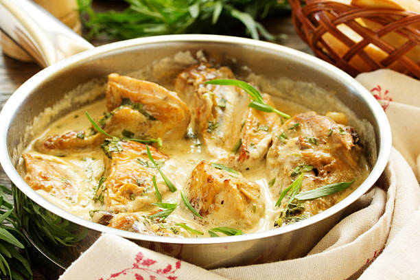 istock Delicious sauteed chicken with tarragon. 613040976