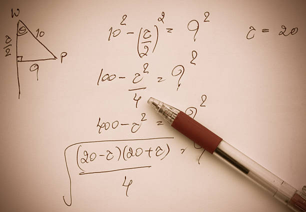 istock pen on advanced mathematics (maths) in vintage style 613043320