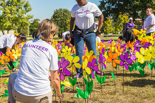Alzheimers Promise Garden Volunteers stock photo