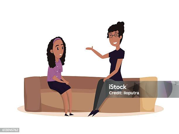 Mom And Daughter Vector Flat Illustration Stock Illustration - Download  Image Now - Discussion, Talking, Mother - iStock