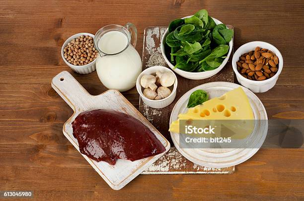 Food Sources Of Vitamin B2 Stock Photo - Download Image Now - Animal Digestive System, Animal Internal Organ, Animal Liver