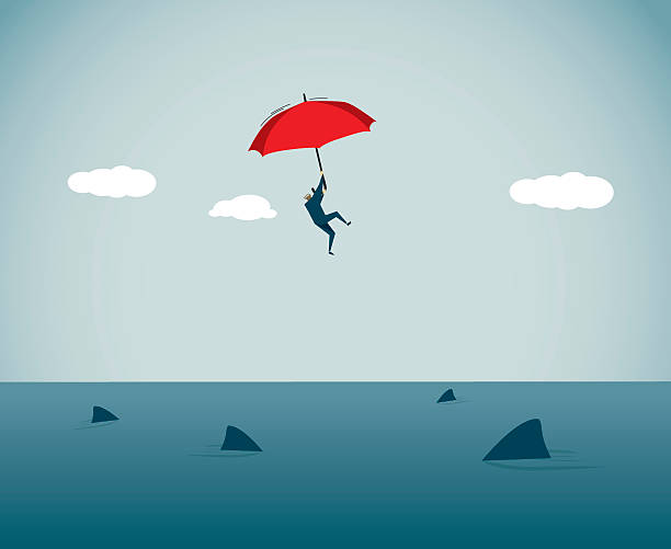 Adversity Illustration and Painting sharks in water stock illustrations