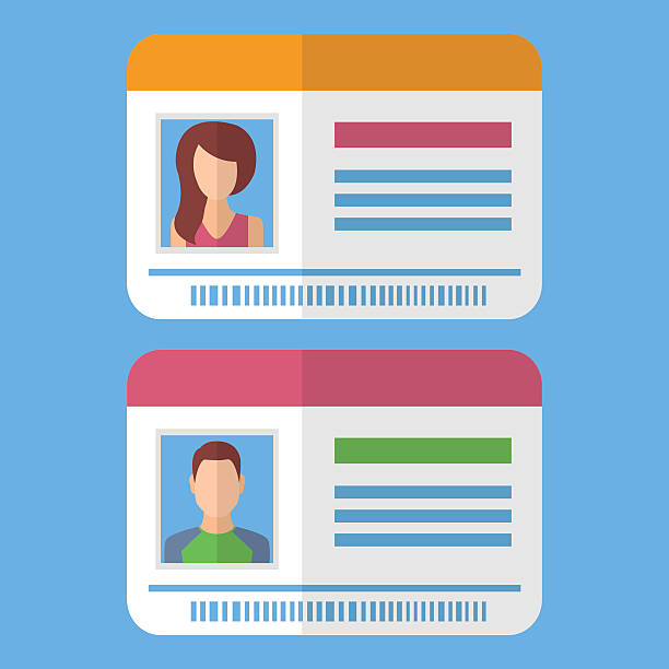 Id cards template with man and woman photo vector art illustration