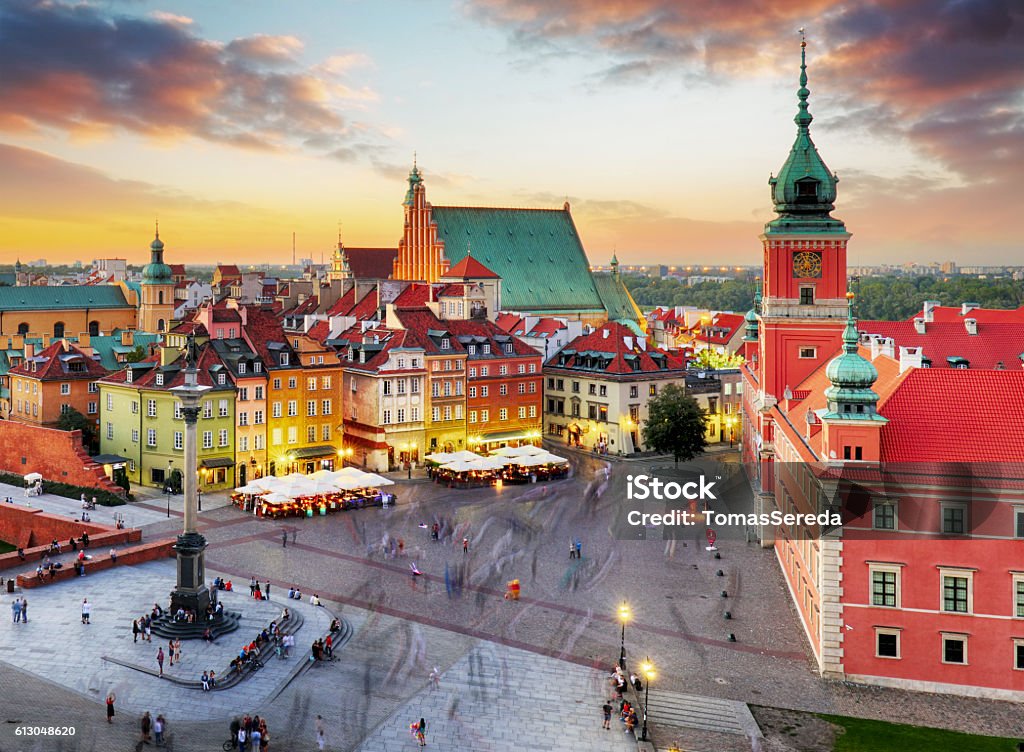 Nachtpanorama der Altstadt in Warschau, Polen - Lizenzfrei Warschau Stock-Foto