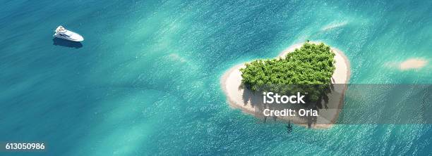 Paradise Tropical Island Stock Photo - Download Image Now - Heart Shape, Island, Beach