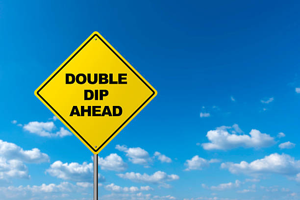 double dip ahead - дорожный знак - double dip recession стоковые фото и изображения