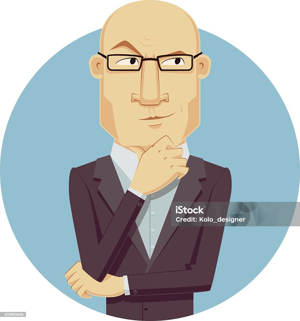 Thinking A thinking man. Cartoonish illustration. Adult stock vector