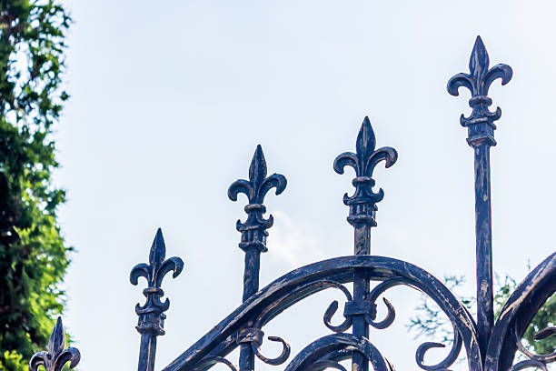 istock Vintage metallic fence 613054376