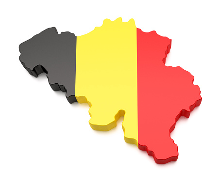 High detailed 3D Belgium Map with National Flag
