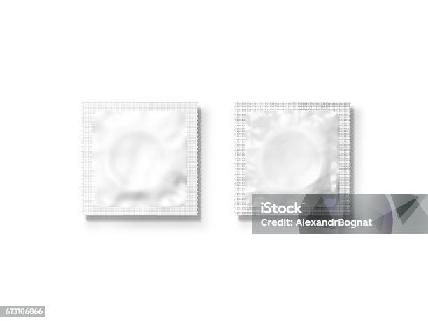 Blank White Condom Packet Mockup Set Isolated Clipping Path Stock Photo - Download Image Now