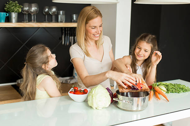 istock Mother and daughters in the kitchen 613111076