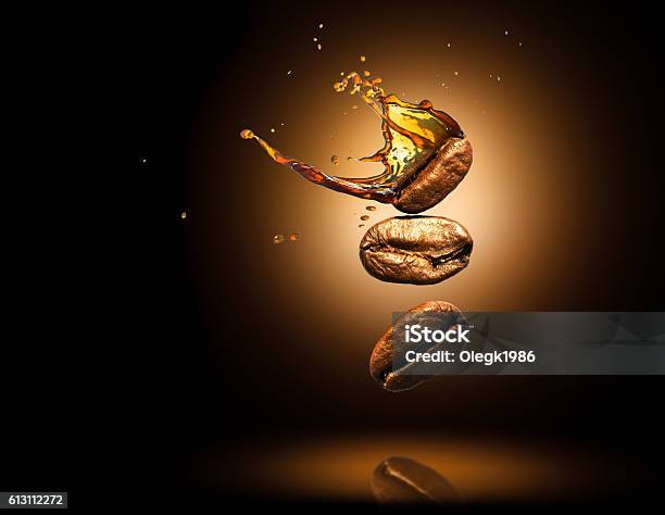 Coffee Stock Photo - Download Image Now - Drop, Roasted Coffee Bean, Splashing