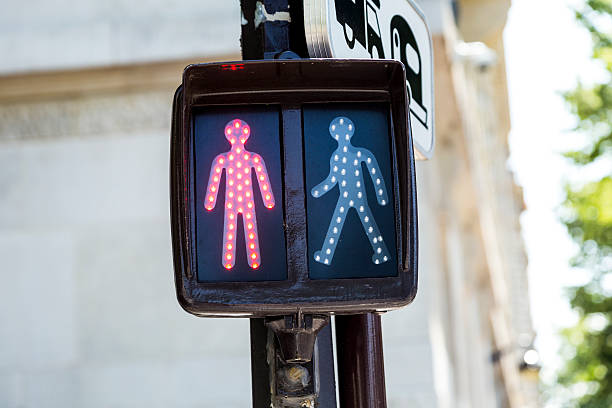 istock red traffic light for pedestrians in paris 613112922