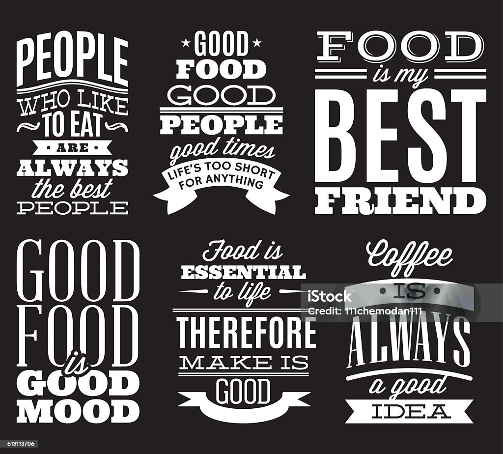 vintage typographic food quotes to the menu or t-shift set of vintage typographic food quotes for the menu or t-shift Food stock vector