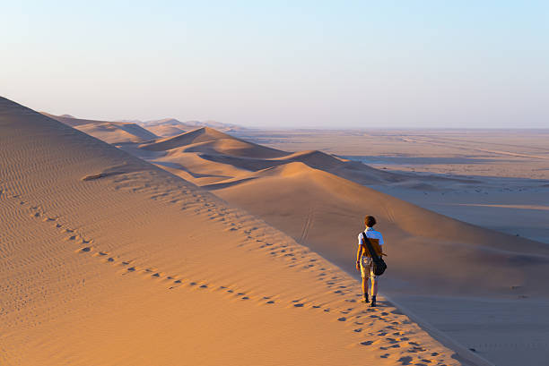 istock Walking on the sand dunes, Namibia, Africa 613113782
