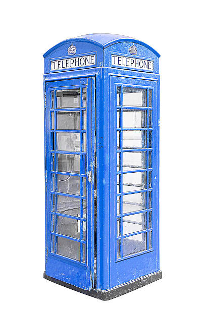 istock Classic British blue phone booth in London UK 613114556