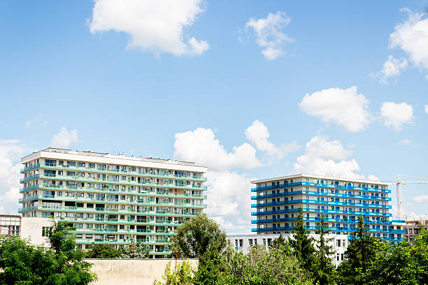 istock Modern residencial building. Residence buildings. 613115648