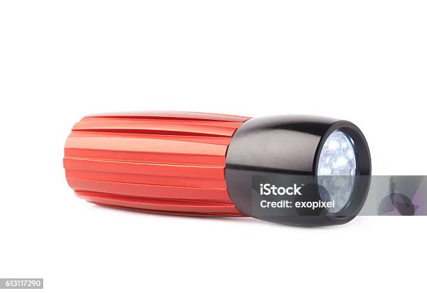 Red Pocket Flashlight Isolated Stock Photo - Download Image Now - Battery, Electric Lamp, Equipment