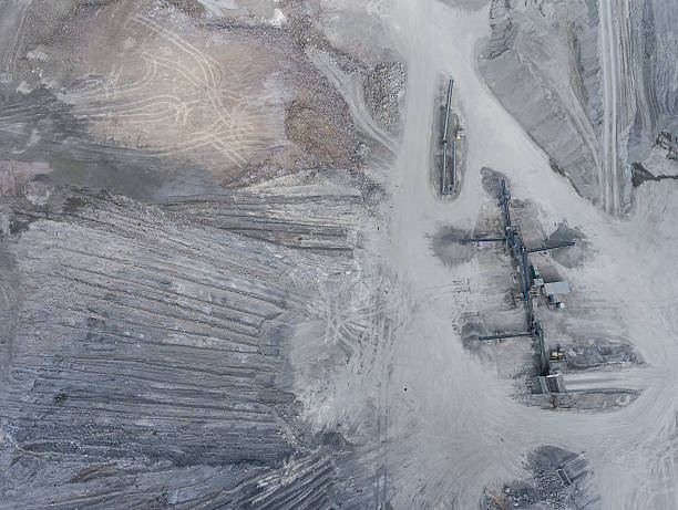 istock Aerial view of open pit sand quarries.  View from above. 613117508