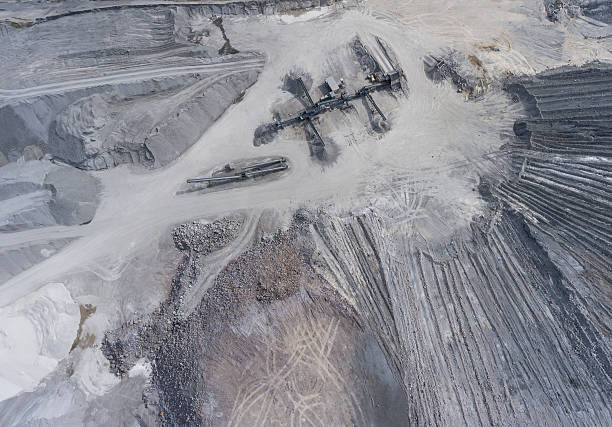 istock Aerial view of open pit sand quarries.  View from above. 613117560