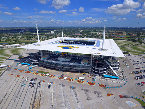 Miami, USA - September 29, 2016: Hardrock Stadium Miami is near completion located at 347 Don  Shula Drive formerly known as Sunlife Stadium and home to the Miami Dolphins pro football team.