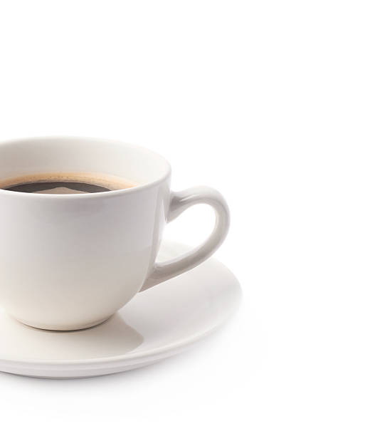 istock Fresh cup of coffee on a plate, isolated 613120320
