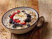 Hot 7 Grain Breakfast Cereal With Yogurt and Fresh Fruit
