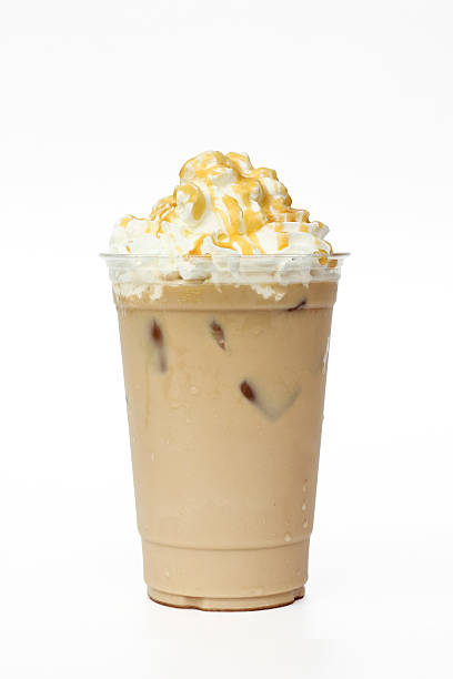 istock Iced coffee cafe latte with cream and caramel 613121398