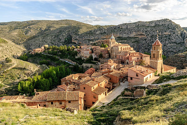 urban landscape scenery of the medieval town of Albarracin in the province of Teruel in Aragon, Spain sierra stock pictures, royalty-free photos & images