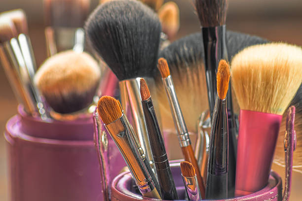 istock Professional makeup brushes in tube. 613128436