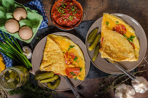 istock Omelet with chorizo and cheddar cheese 613133874