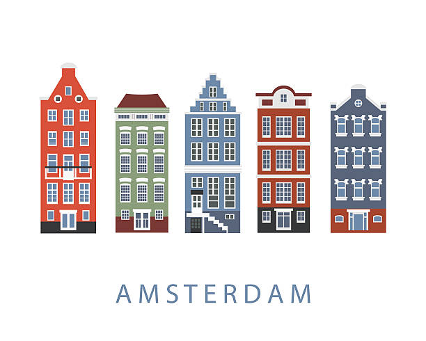 ilustrações, clipart, desenhos animados e ícones de edifícios da cidade de amsterdã definidos - amsterdam