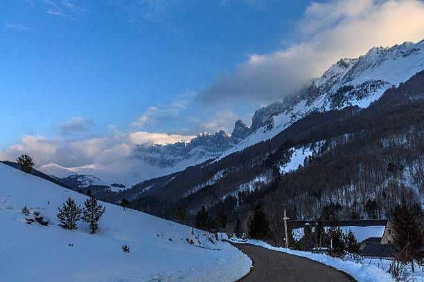istock winter day in the forest road stand in navarra 613139426